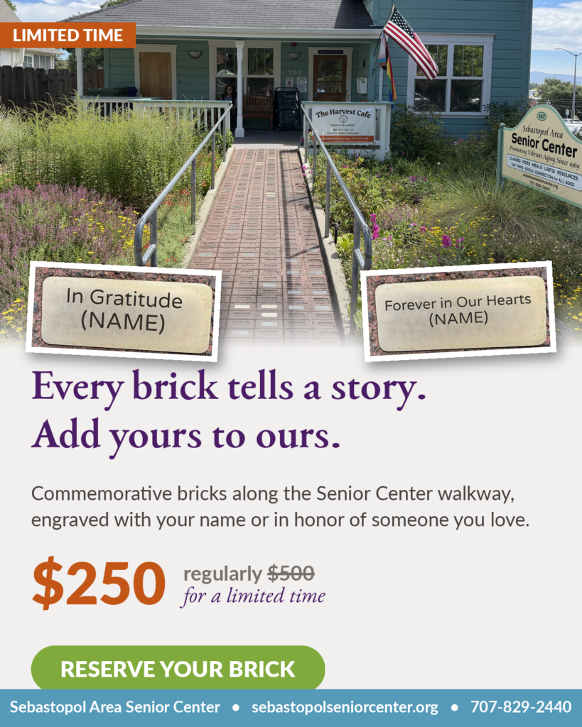 Commemorative Brick Walkway in front of Sebastopol Senior Center.